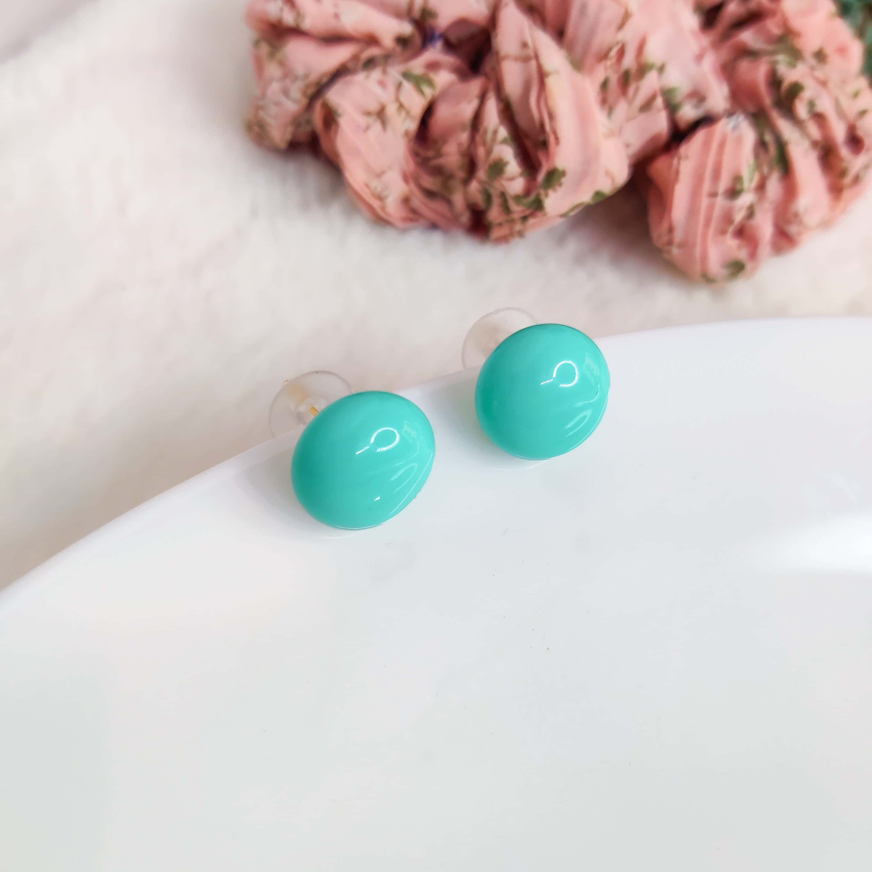 Aqua Stud Earrings - Image 3