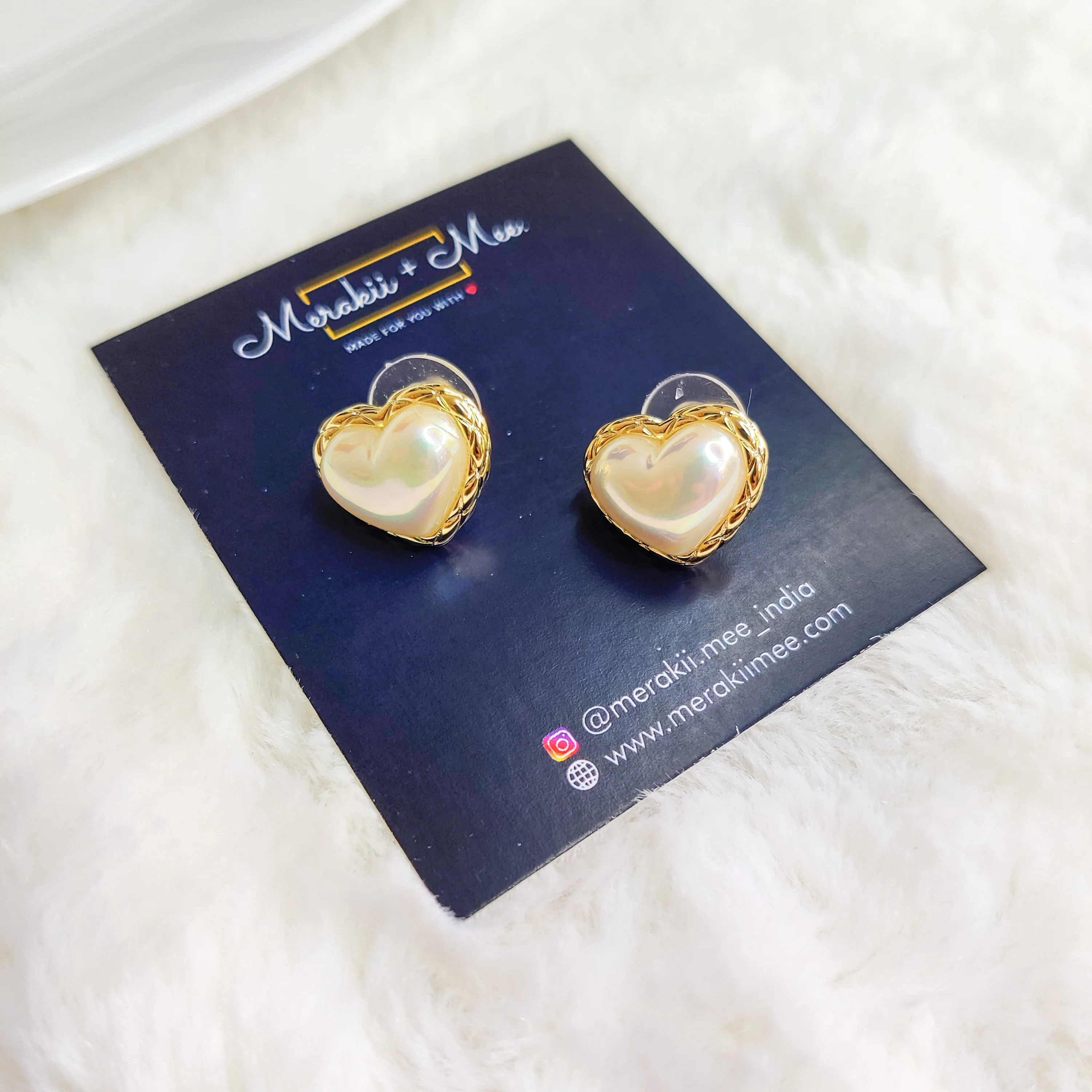 Fresh Water Pearl Heart Stud Earrings - Image 2