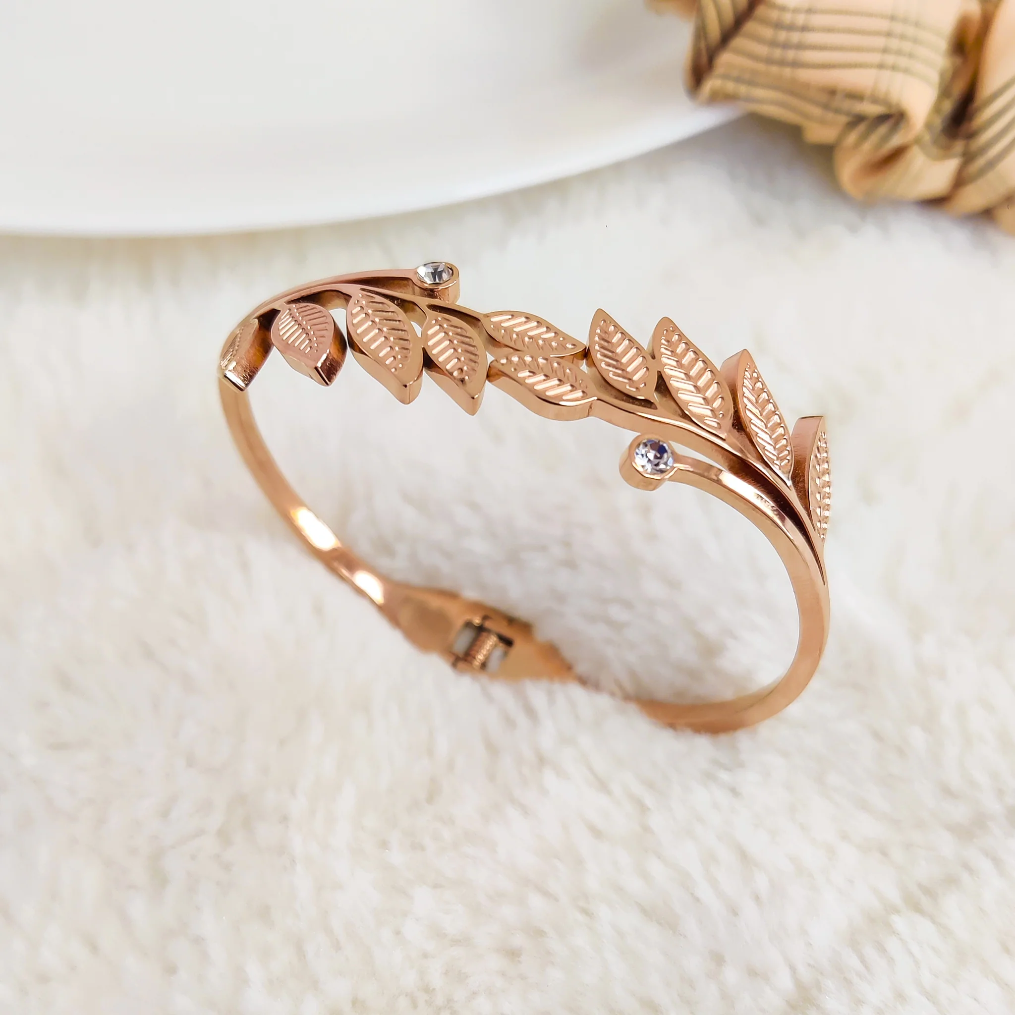 Blushing Leaf Bangle