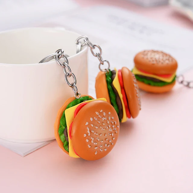 Burger, Fries, Sandwich, Cookie and Popcorn Keychain | Fast-food Burger Keychain - Image 2