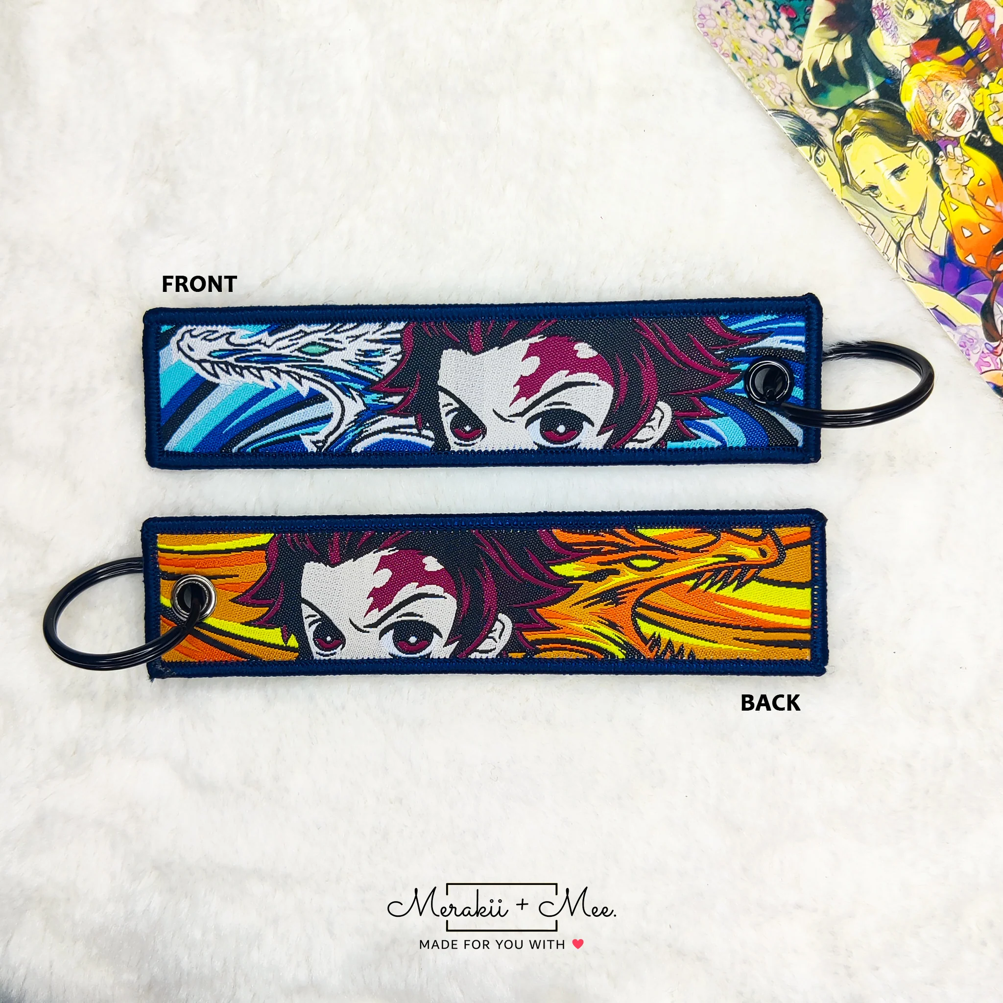 Demon Slayer: Kimetsu no Yaiba Manga Series Fabric Keychain Tag - Image 3