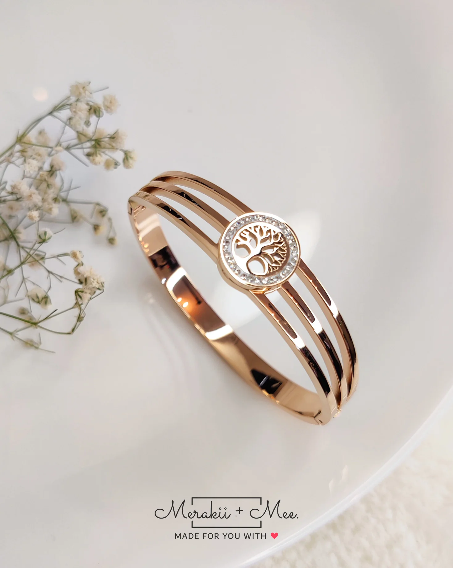 Eternal Elegance Rose Gold Tree of Life Kada - Image 2