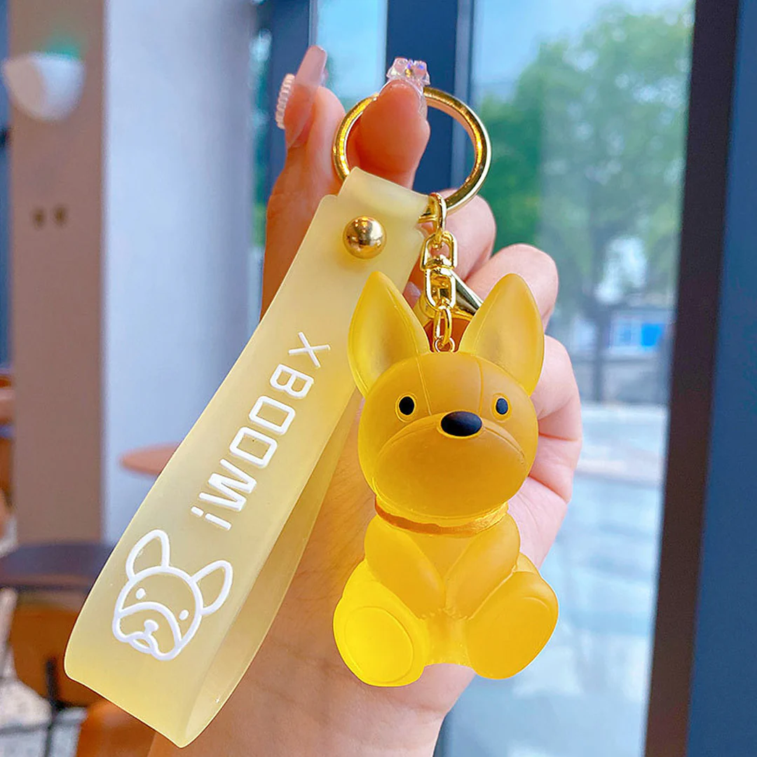 Frosted Resin Cute Dog Keychain - A Loyal Companion with a Stylish Strap - Image 3