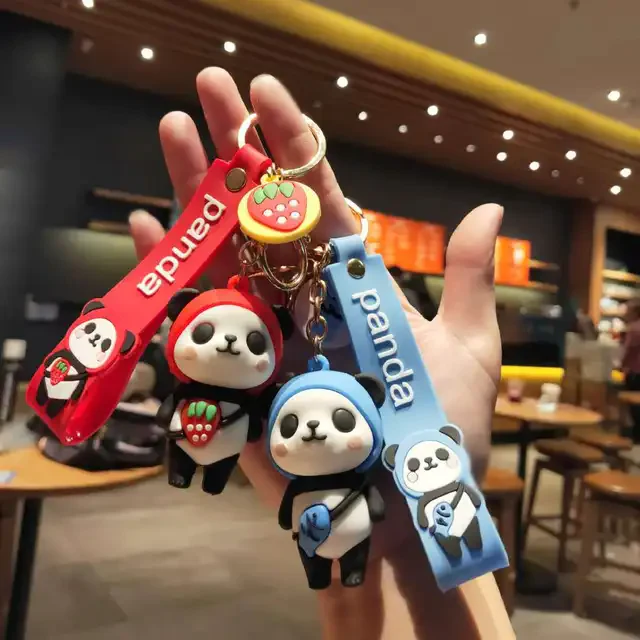 Fruitilious Panda Rubber Keychain with Strap and Hook - Image 3