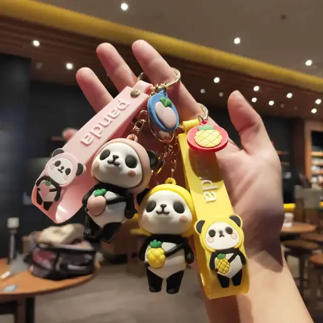 Fruitilious Panda Rubber Keychain with Strap and Hook - Image 4