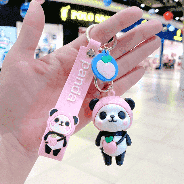 Fruitilious Panda Rubber Keychain with Strap and Hook - Image 7