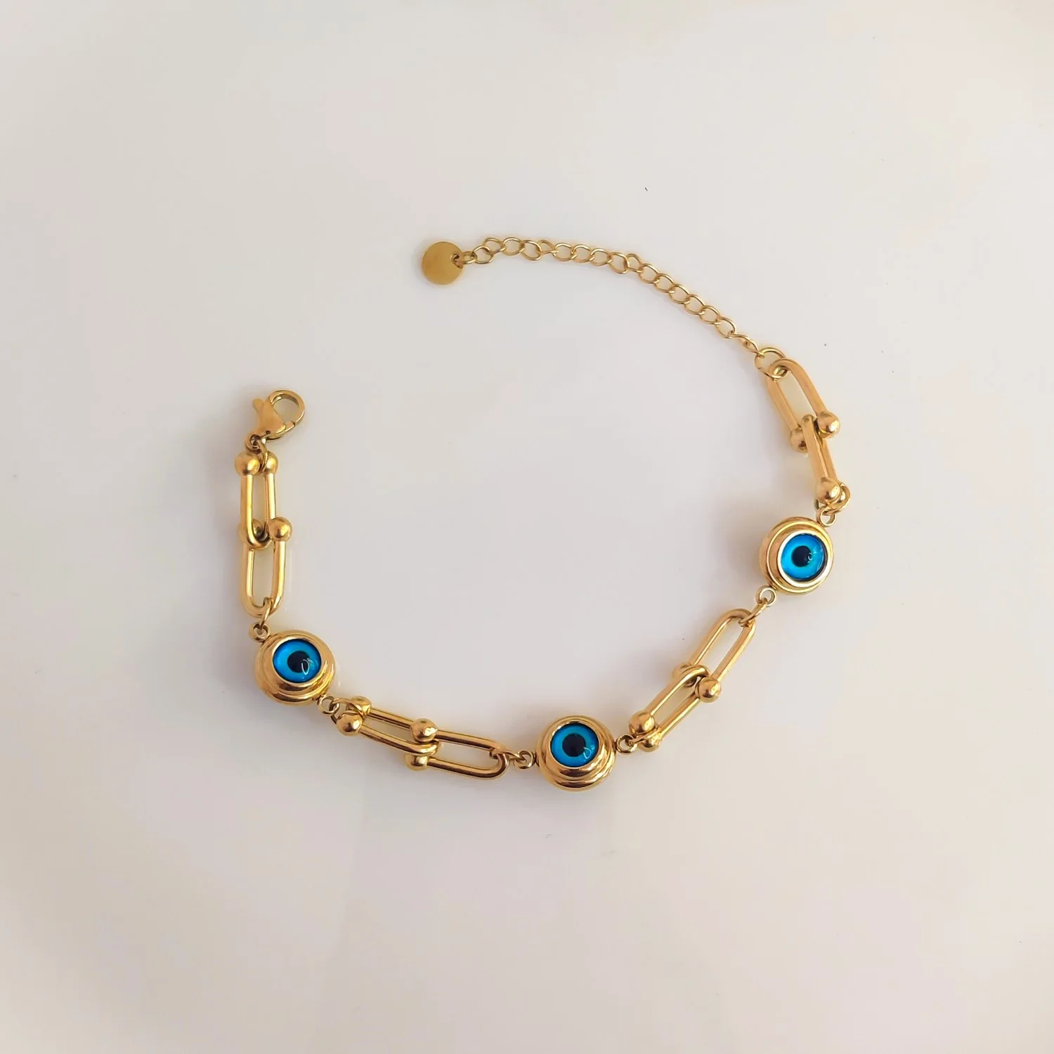 Gold-Tone Evil Eye Pupil Bracelet - Stylish Protection Accessory - Image 4