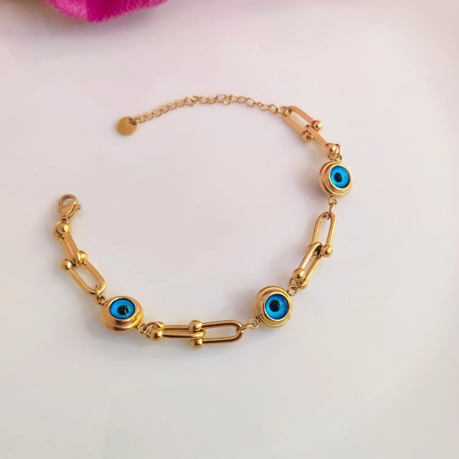 Gold-Tone Evil Eye Pupil Bracelet - Stylish Protection Accessory - Image 5
