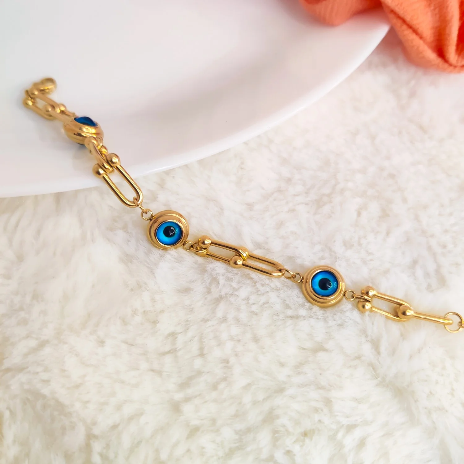 Gold-Tone Evil Eye Pupil Bracelet - Stylish Protection Accessory - Image 6