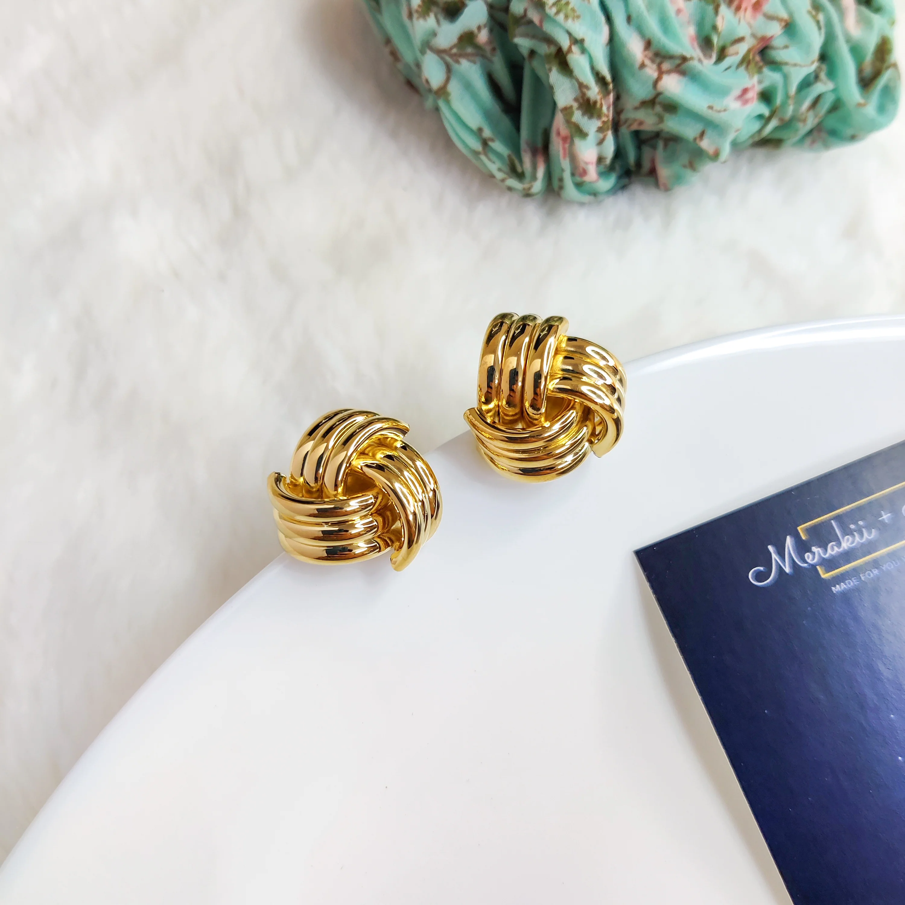 Knotted Ball Stud Earrings