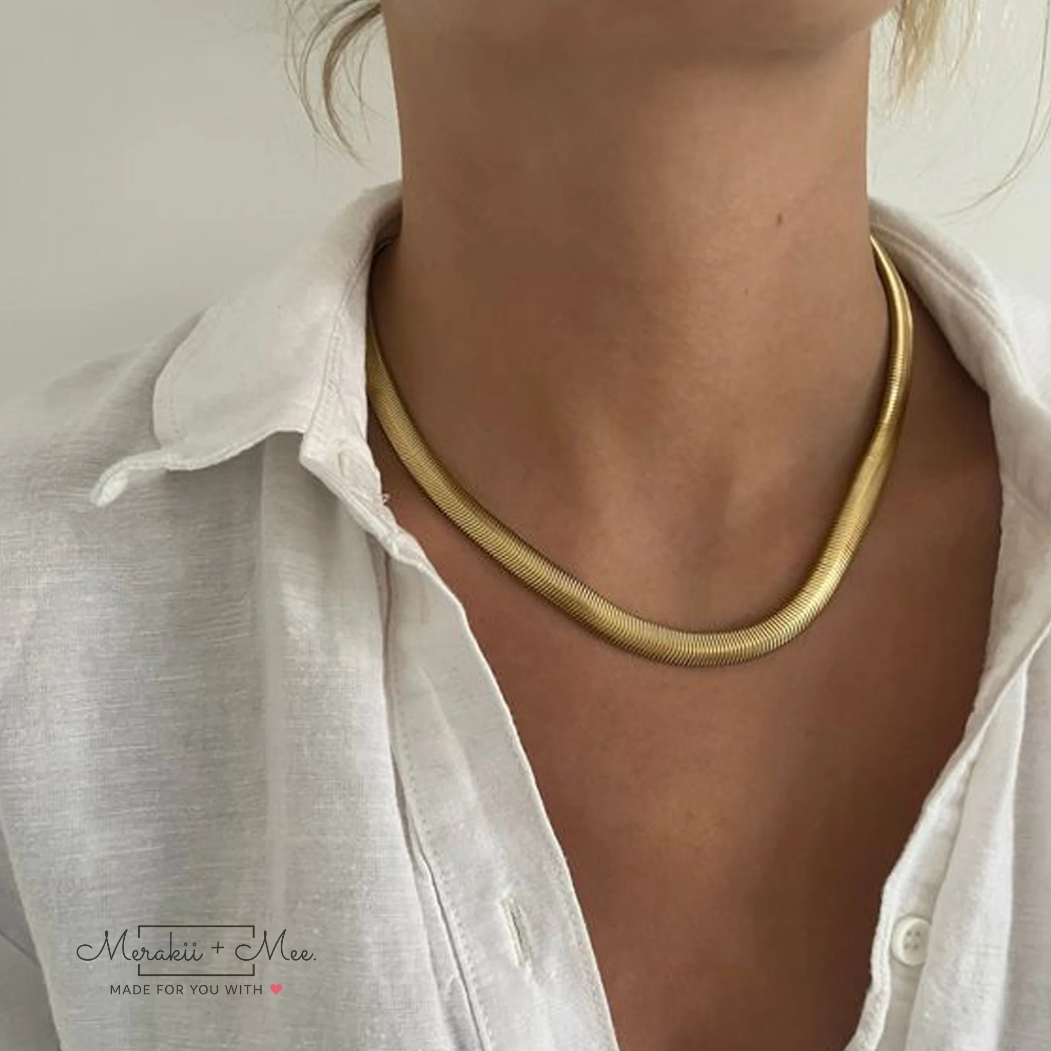 Liquid Gold Snake Chain Necklace - Image 4