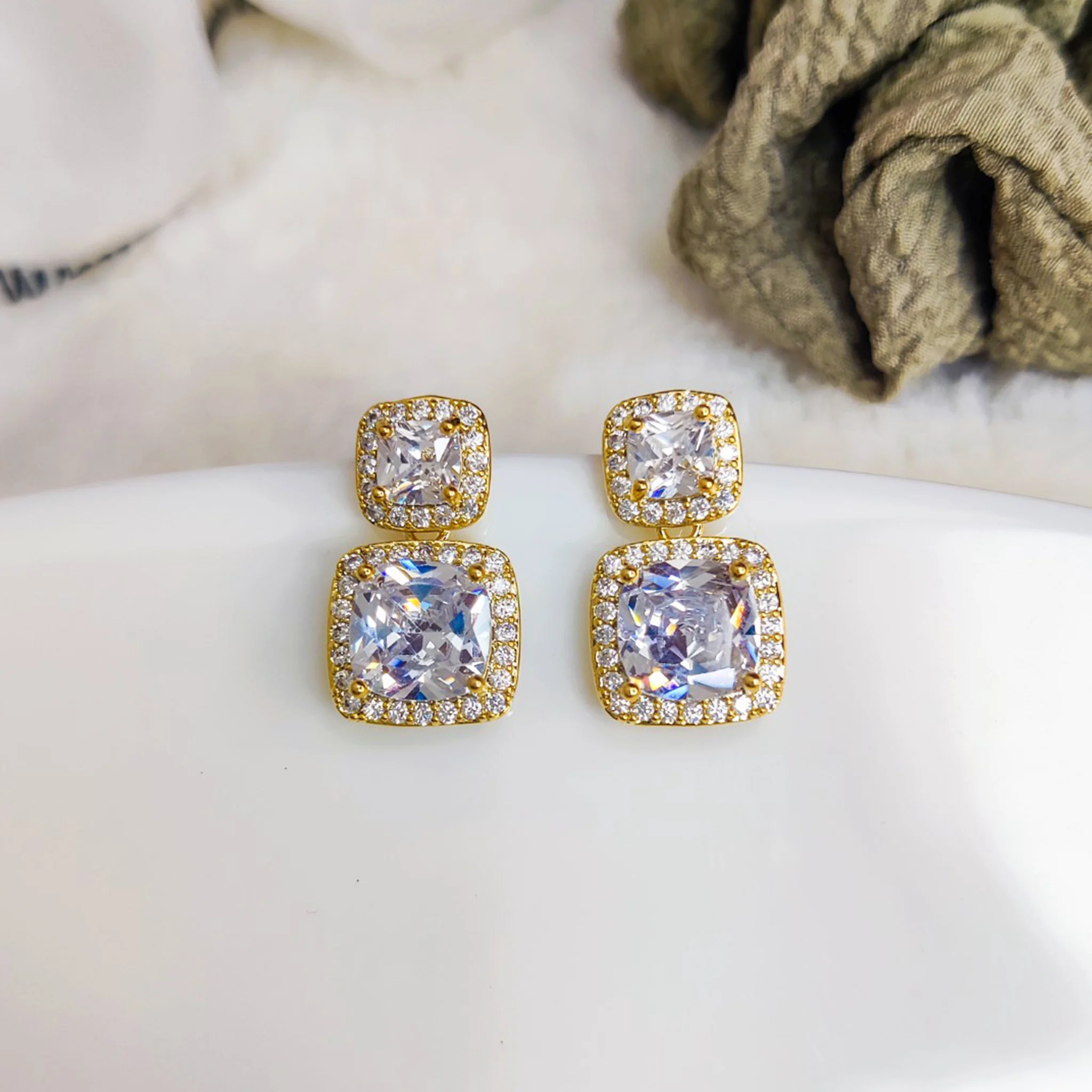 Lustrous Solitaire Drop Earrings - Image 2