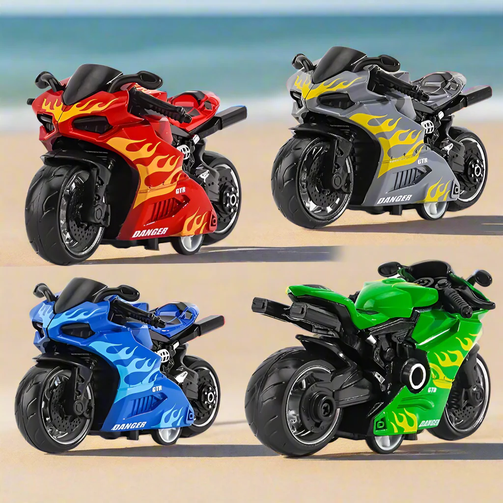 Miniature Super-Bike Pull-Back Keychain