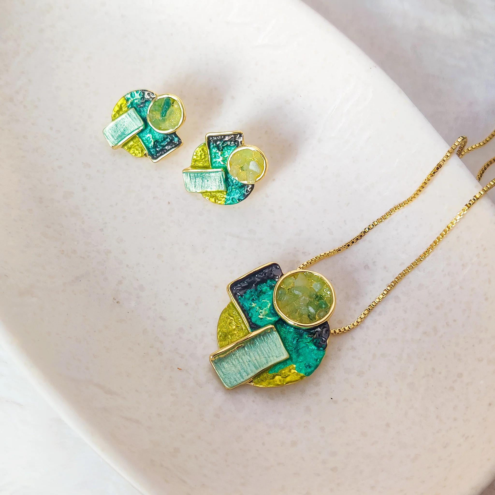 Modern Art Deco Necklace & Earrings - Image 5