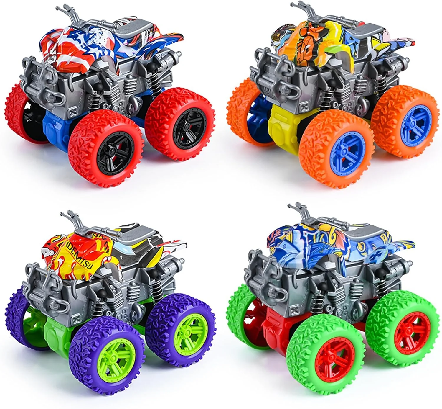 Monster Quad Bike Toy and Keychain for Kids – Friction Power Stunt Vehicle - Image 17