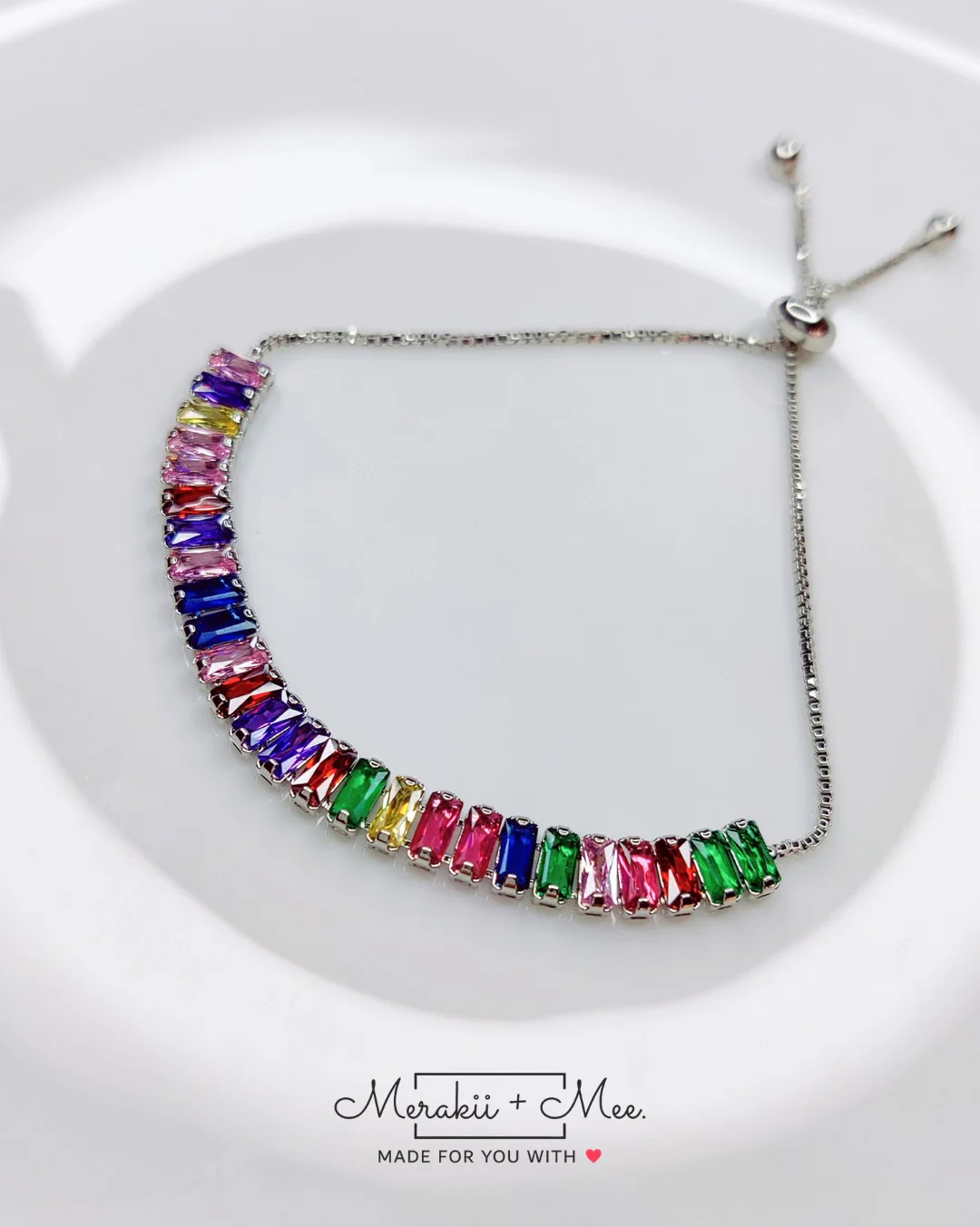 Multi-Color CZ Crystal Adjustable Tennis Bracelet - Image 3