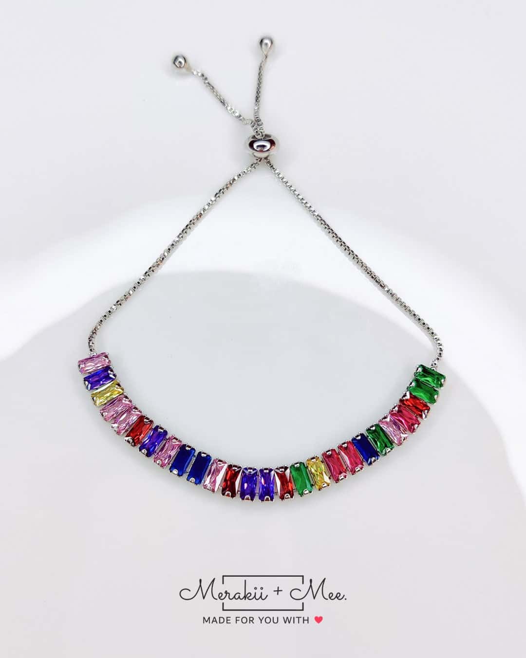 Multi-Color CZ Crystal Adjustable Tennis Bracelet - Image 4