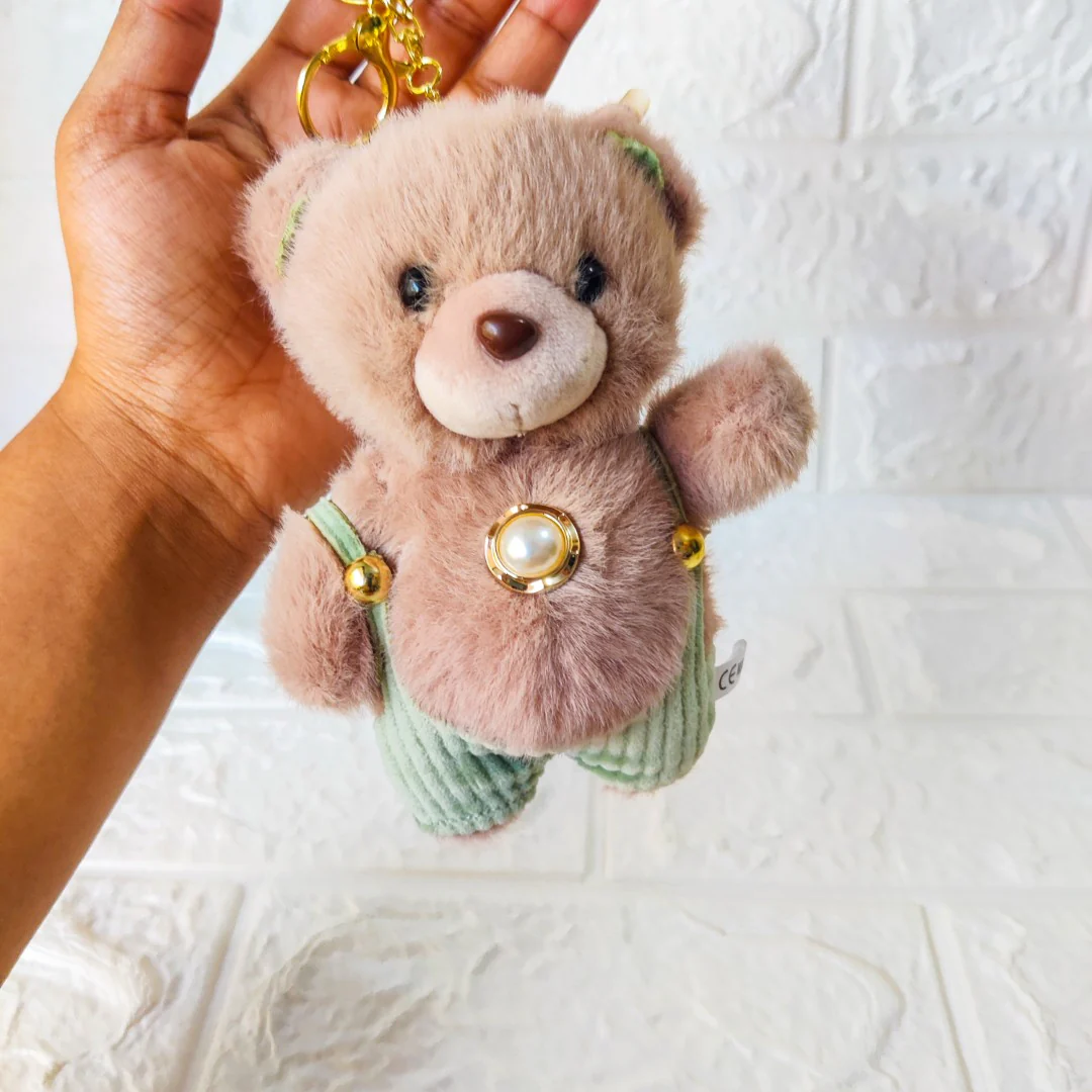 Pastel Teddy Bear Soft Toy Keychain – Adorable Gift Accessory - Image 3