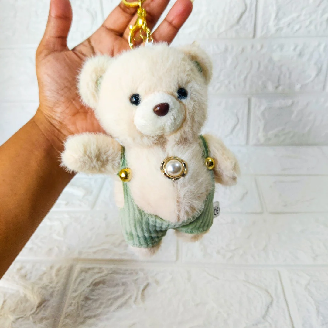 Pastel Teddy Bear Soft Toy Keychain – Adorable Gift Accessory - Image 4