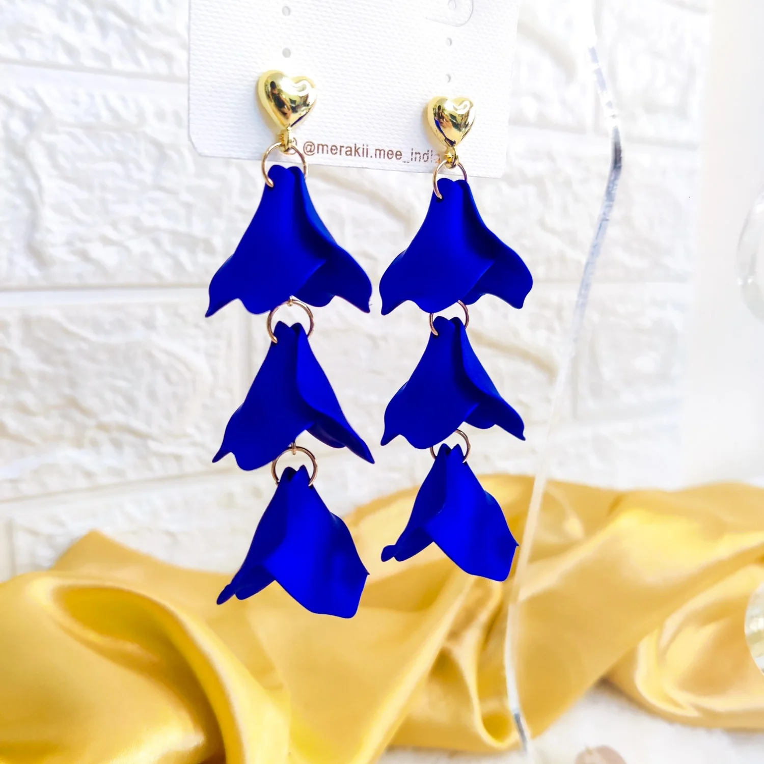 Royal Blue Flower Petal Earring - Image 2