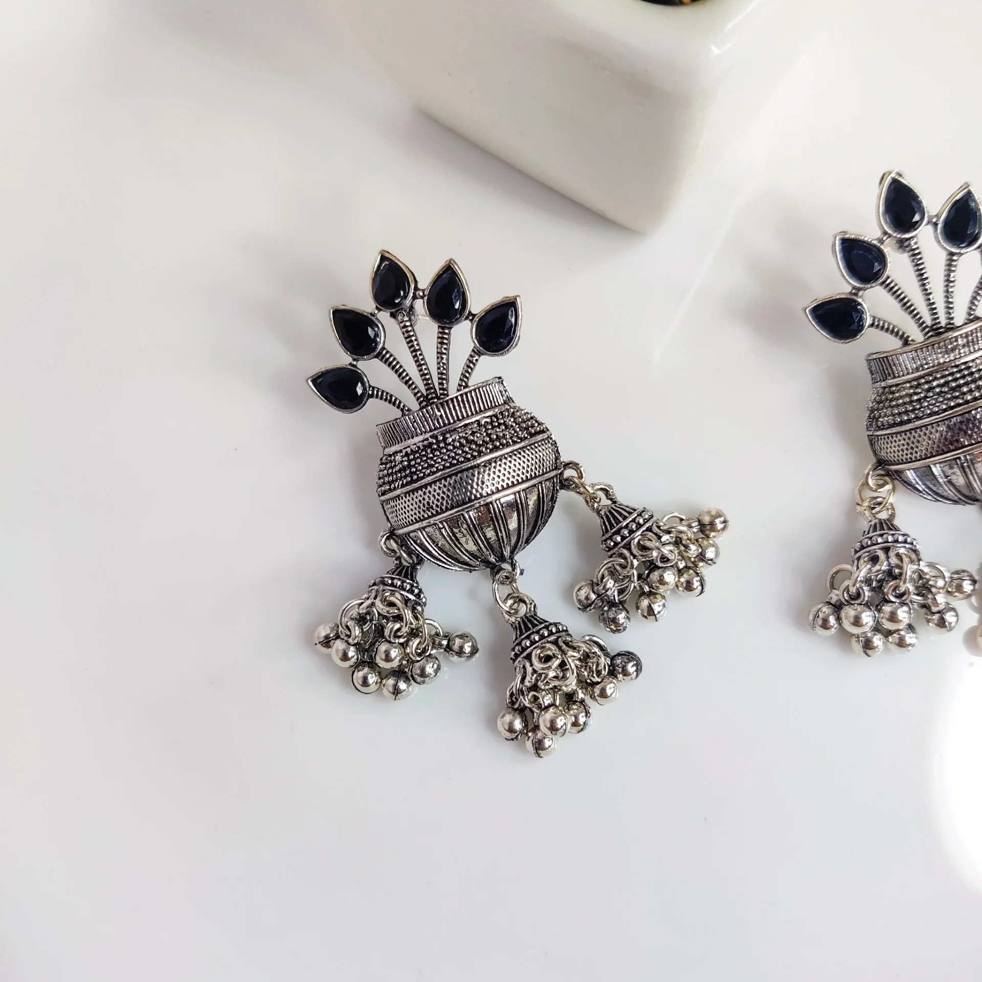 Silver Ghungroo Stud Earrings | Timeless elegance - Image 4