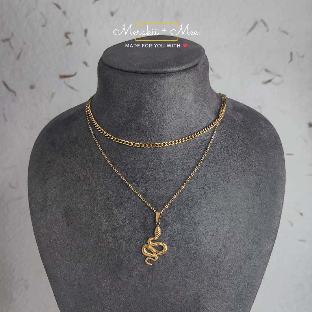 Snake Layered Chain Necklace - Image 3