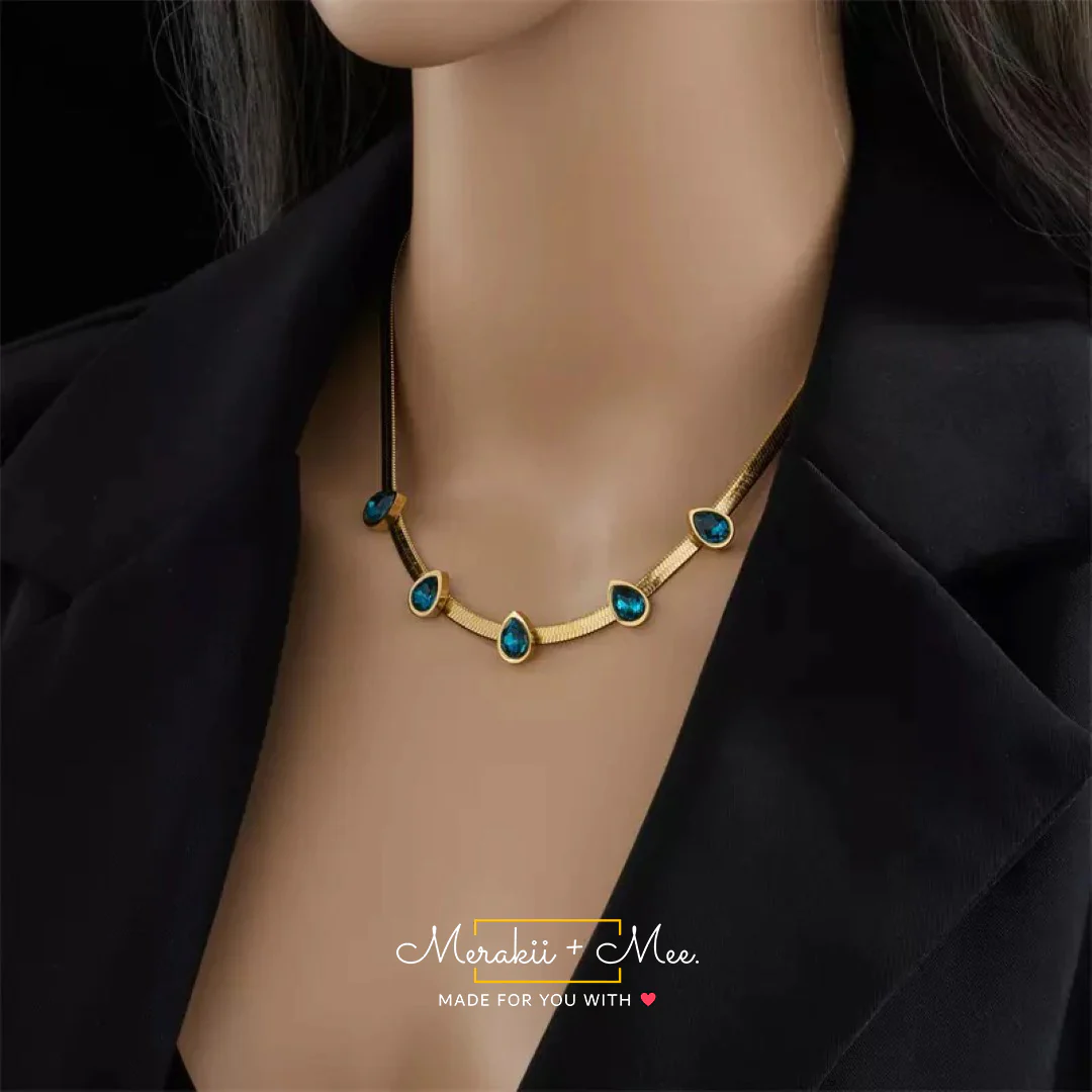Droplet Shape Chain Choker Necklace - Image 3