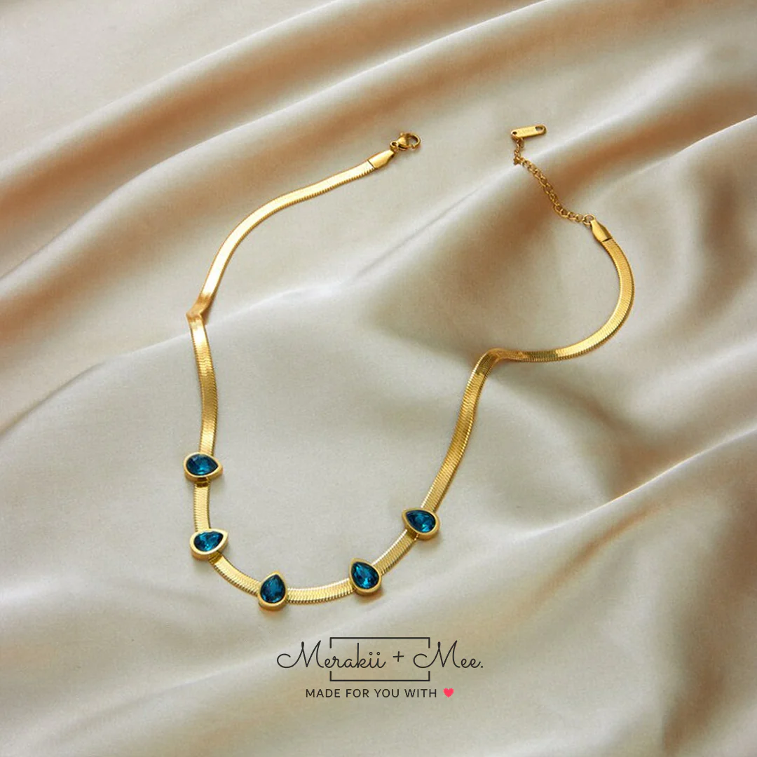 Droplet Shape Chain Choker Necklace - Image 4